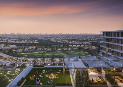 Dubai hills couché de soleil