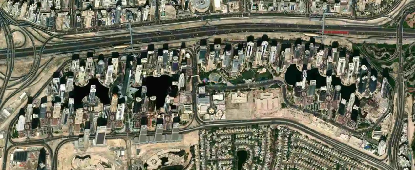 Organisation du quartier JLT Jumeirah Lake Towers vue du ciel