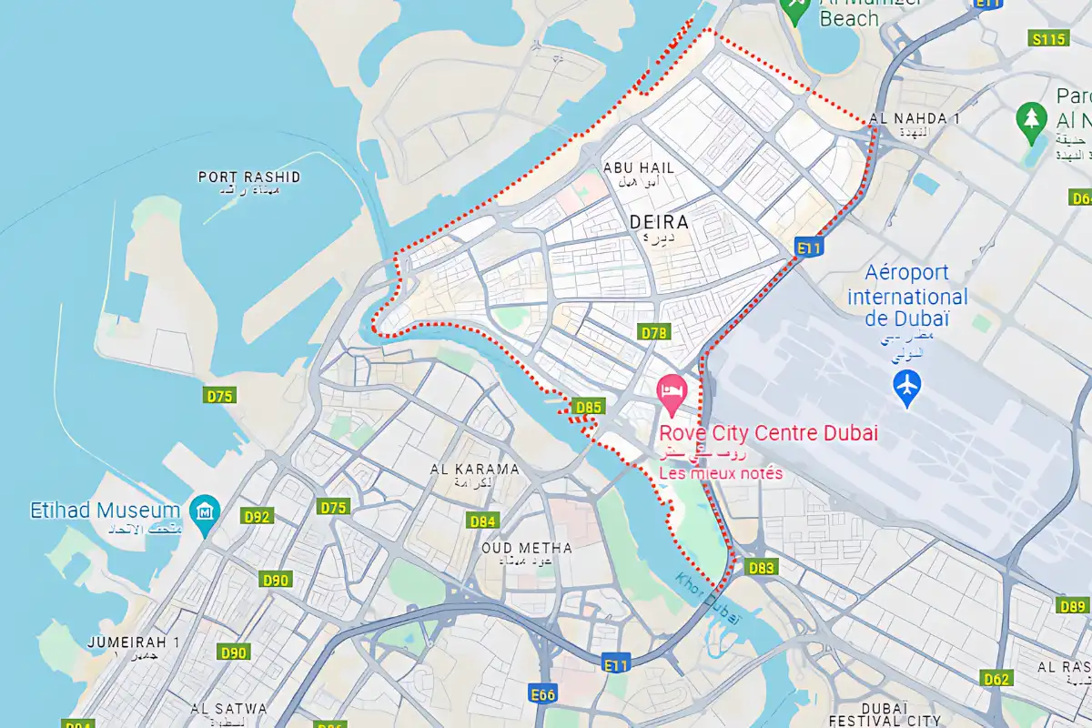 Plan du quartier de deira Dubaï