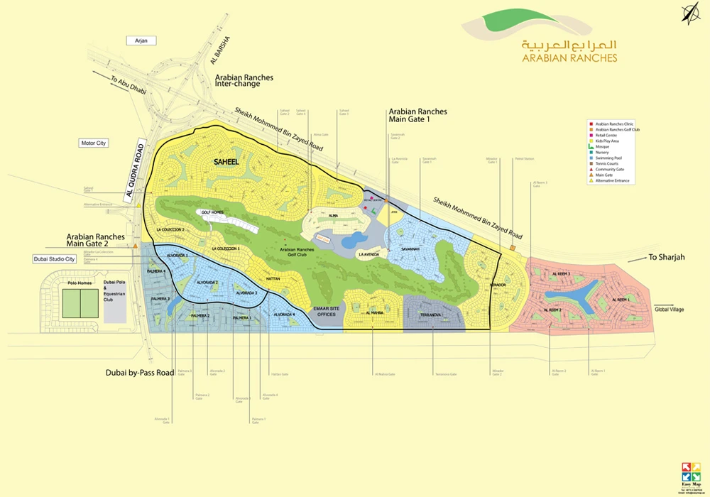carte, plan du quartier arabian ranches dubai