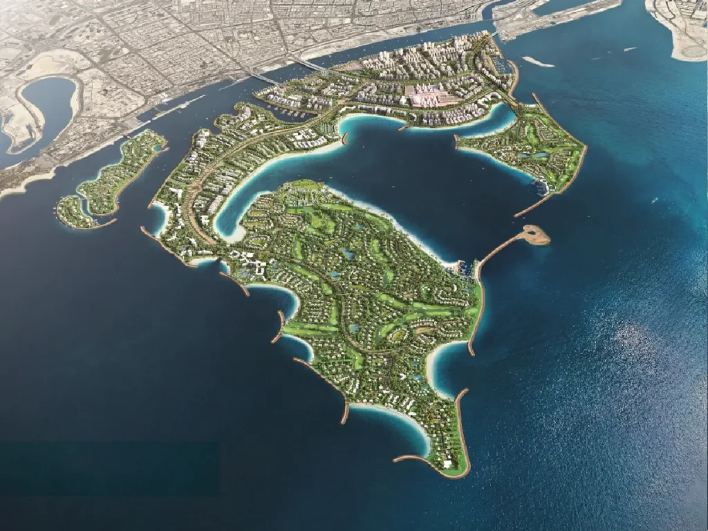 Plan de situation de Dubai Islands, au nord du littoral de Dubaï