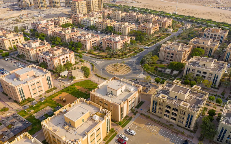 Dubai Investment Park (DIP) : vue aérienne du quartier résidentiel