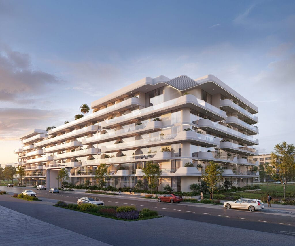 Oxford Cove by Iman vue depuis la rue à Jumeirah Village Circle
