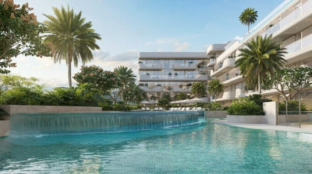 Piscine et jardins paysagers d'Oxford Cove by Iman à JVC