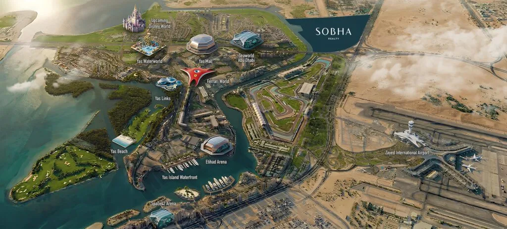 Vue aérienne du front de mer de Sobha City Abu Dhabi