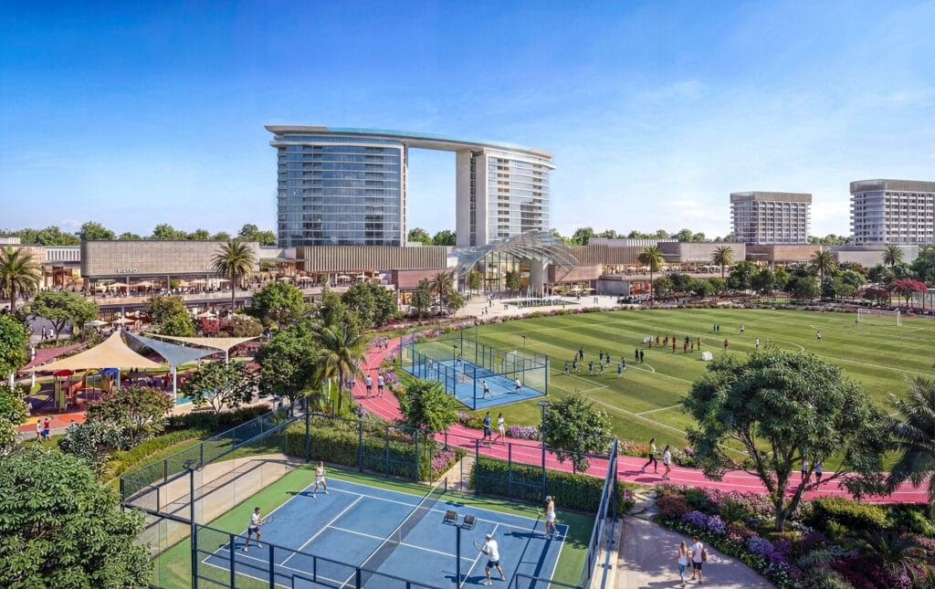 Vue aérienne du mall de communauté de Sobha Sanctuary