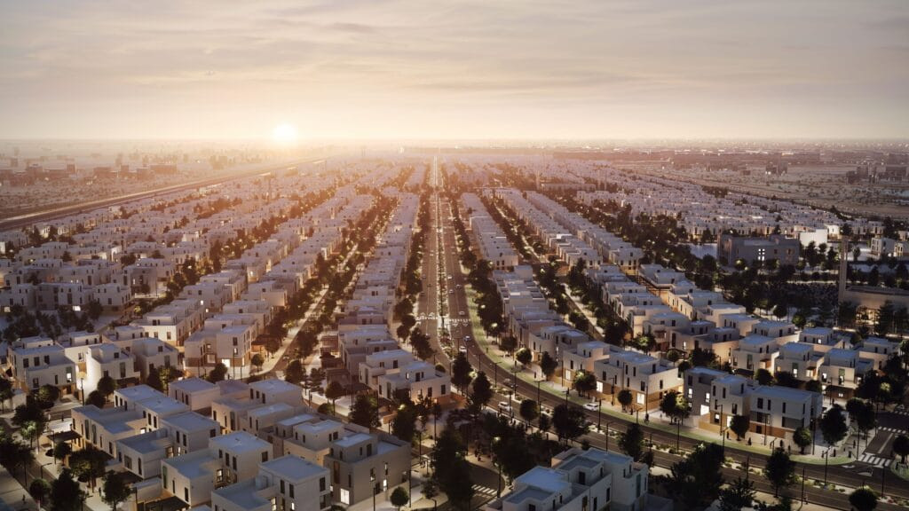 Vue aérienne du quartier Alarous par ROSHN, au nord de Jeddah (rendu officiel)