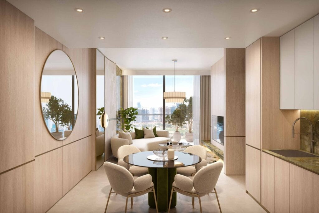 Coin repas et cuisine ouverte d'un appartement Arlington Park 2