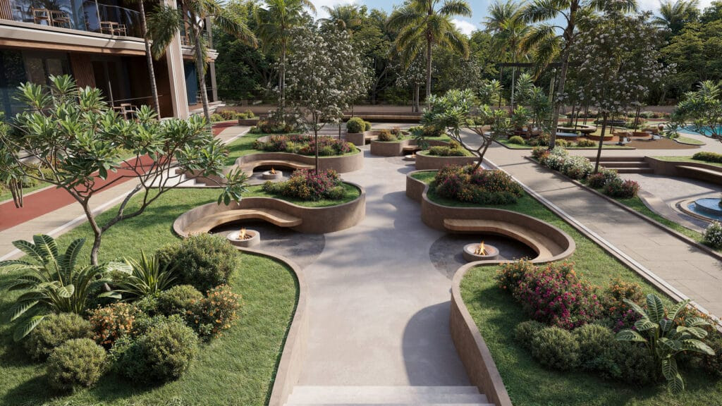 Jardins paysagers et salons en contrebas de Mirari Lagoon