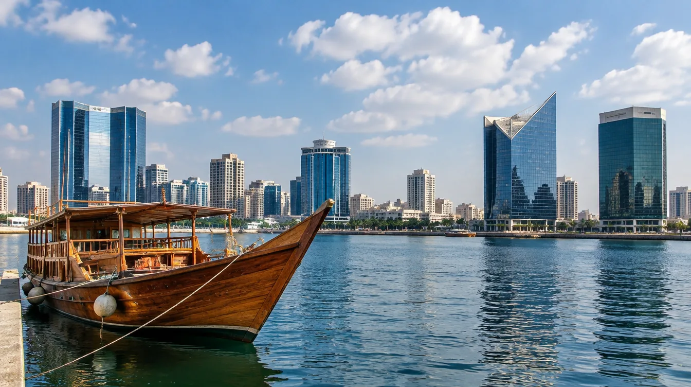 Bateauet buildings au vieux port de Deira Dubaï