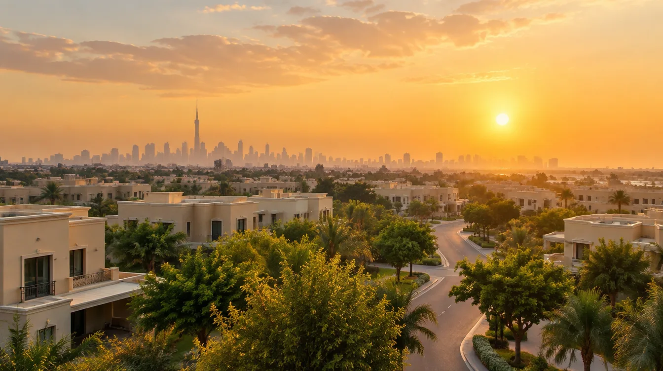 résidence villas arabian ranches dubai au couché du soleil dubai