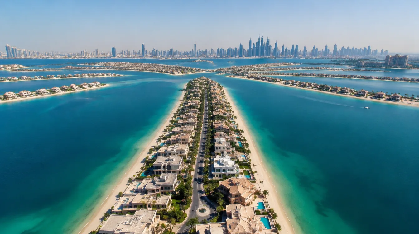 Villas de la palm Jumeirah en hauteur